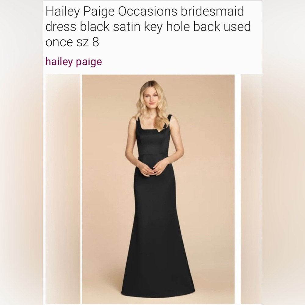 Hayley Paige Occasions Black Satin mermaid style Dress. Only worn one time.